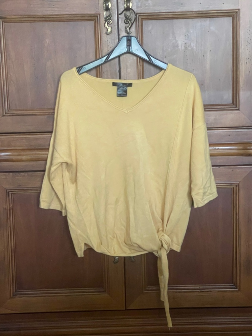 Boutique Lightweight Dolman Sleeve Tie Sweater Top